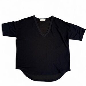 Rag & Bone Relaxed Hi Low Black Short Sleeve V-Neck Tee